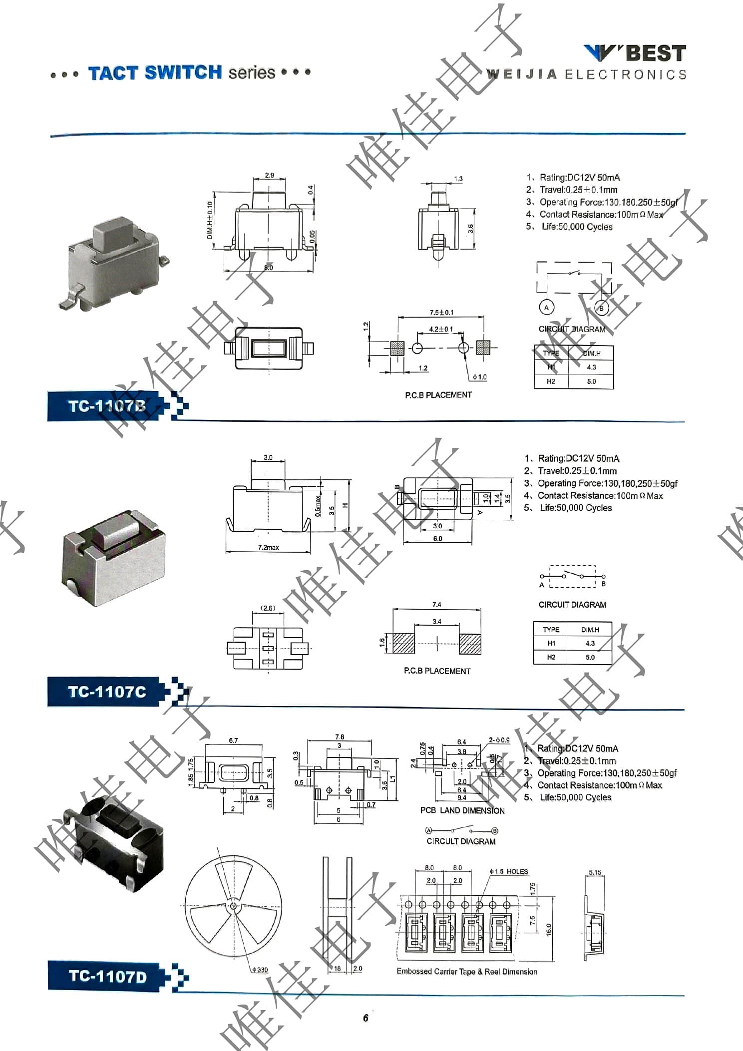 TACT SWITCH SERIES catalog page 14