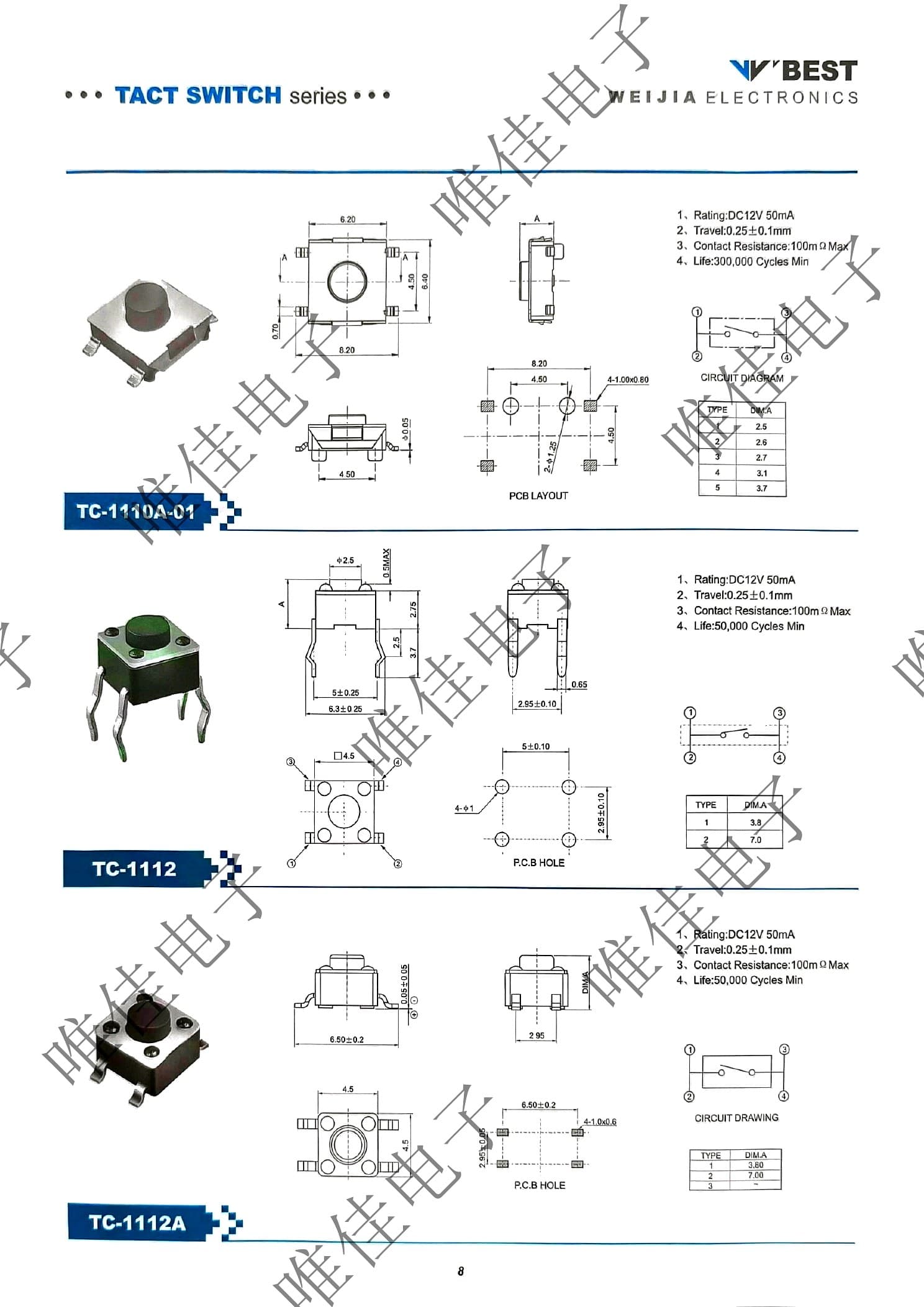 TACT SWITCH SERIES catalog page 16