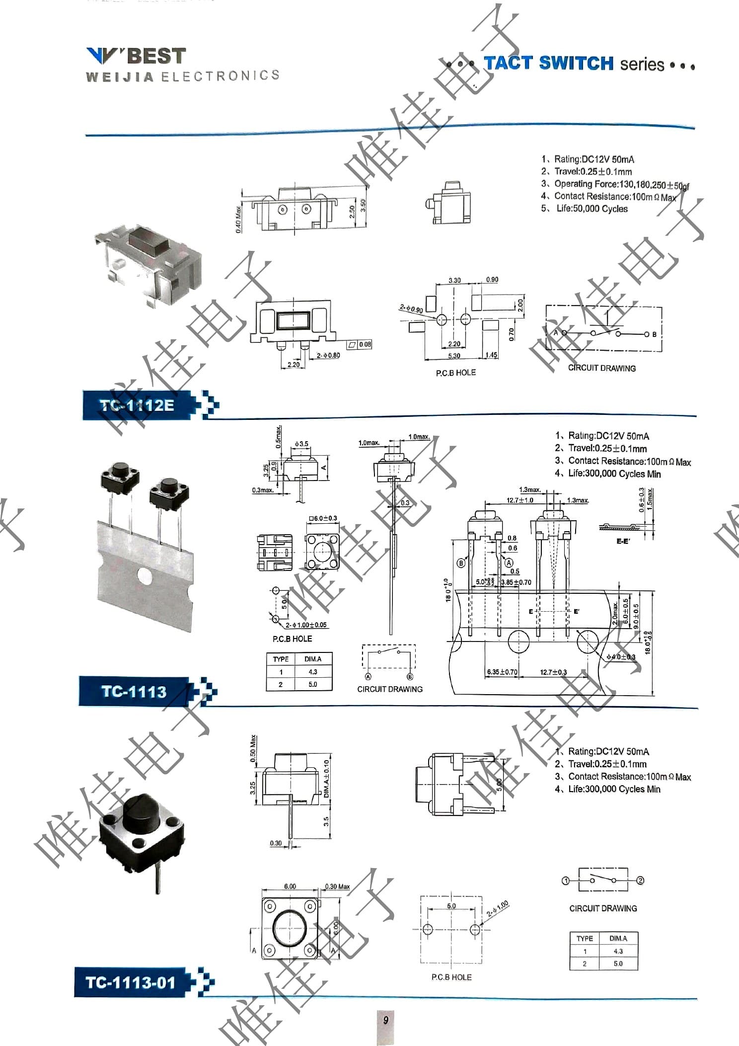 TACT SWITCH SERIES catalog page 17