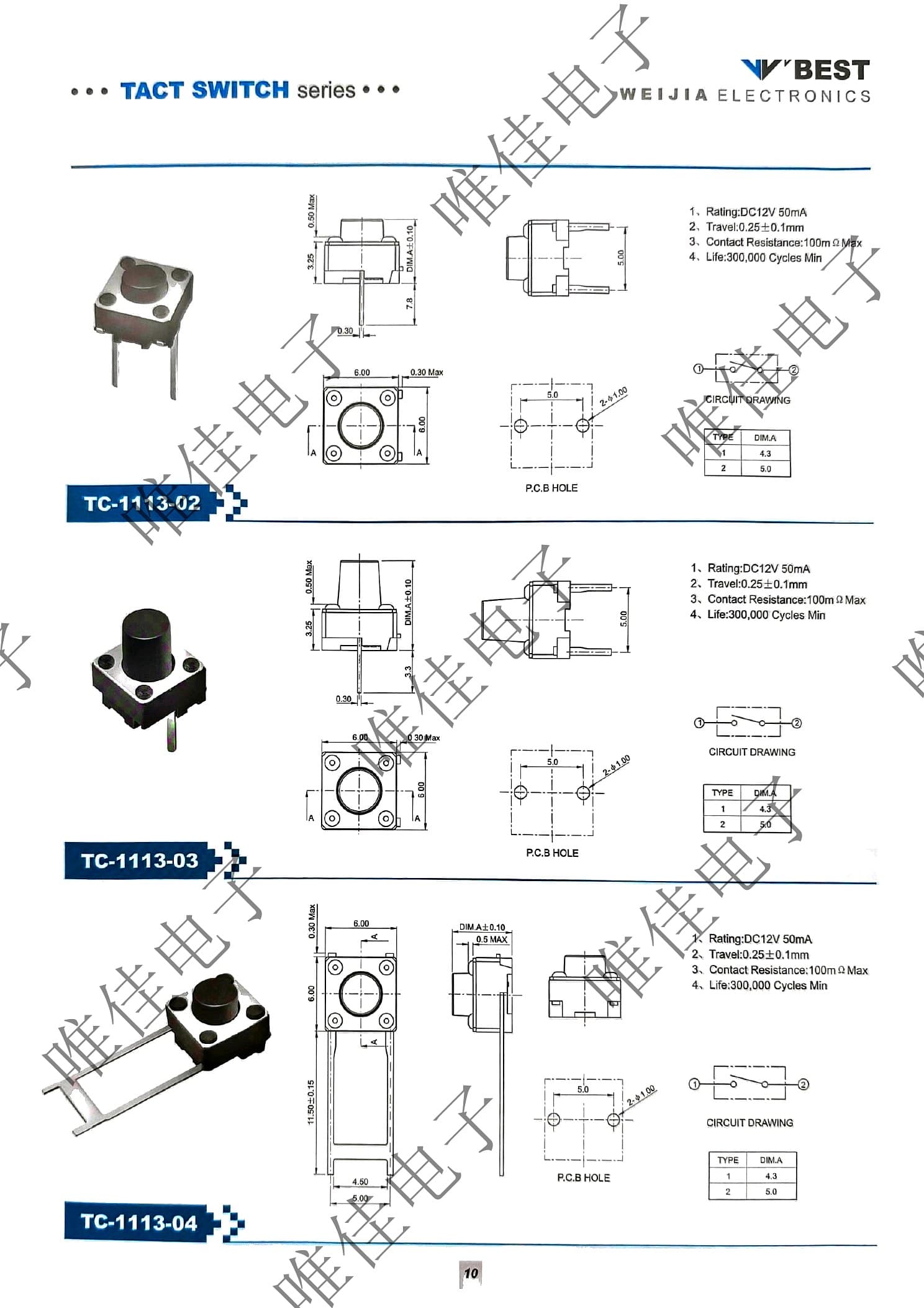TACT SWITCH SERIES catalog page 18