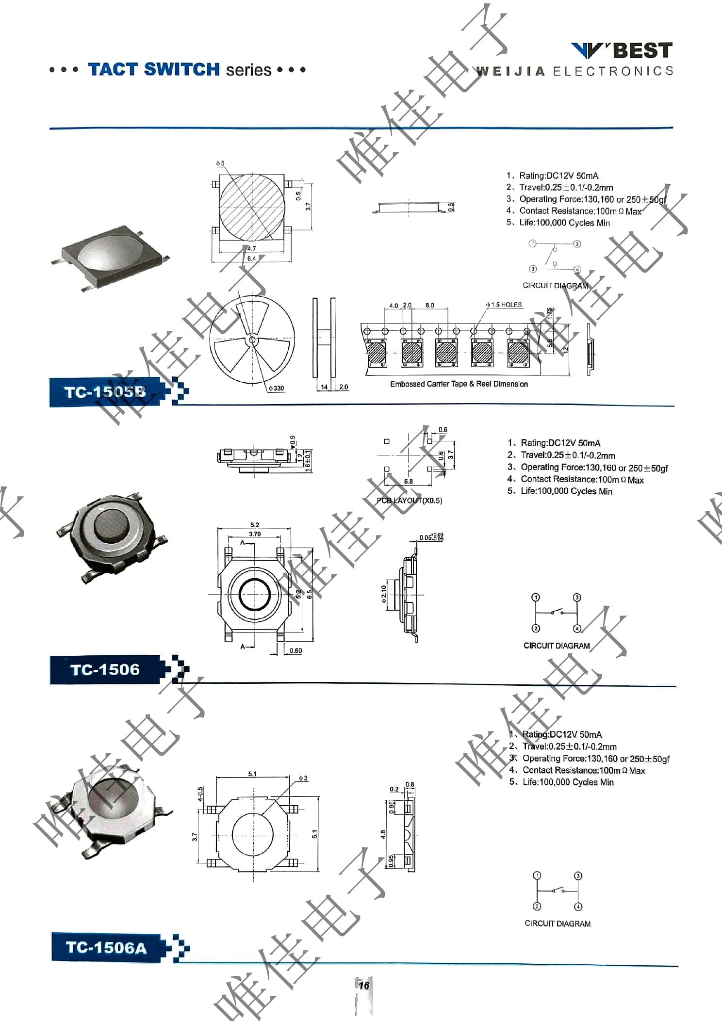 TACT SWITCH SERIES catalog page 24