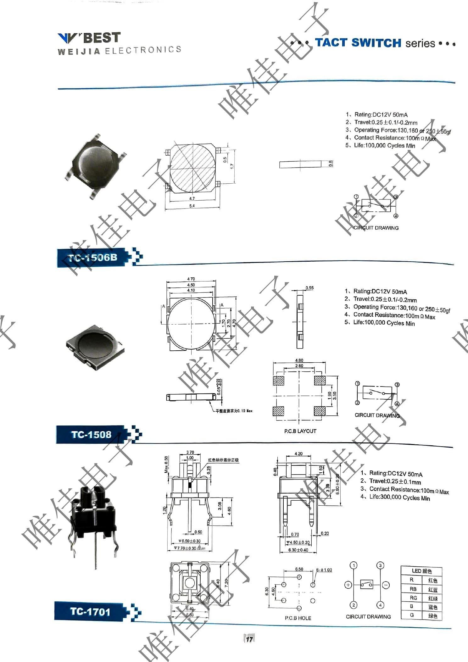 TACT SWITCH SERIES catalog page 25