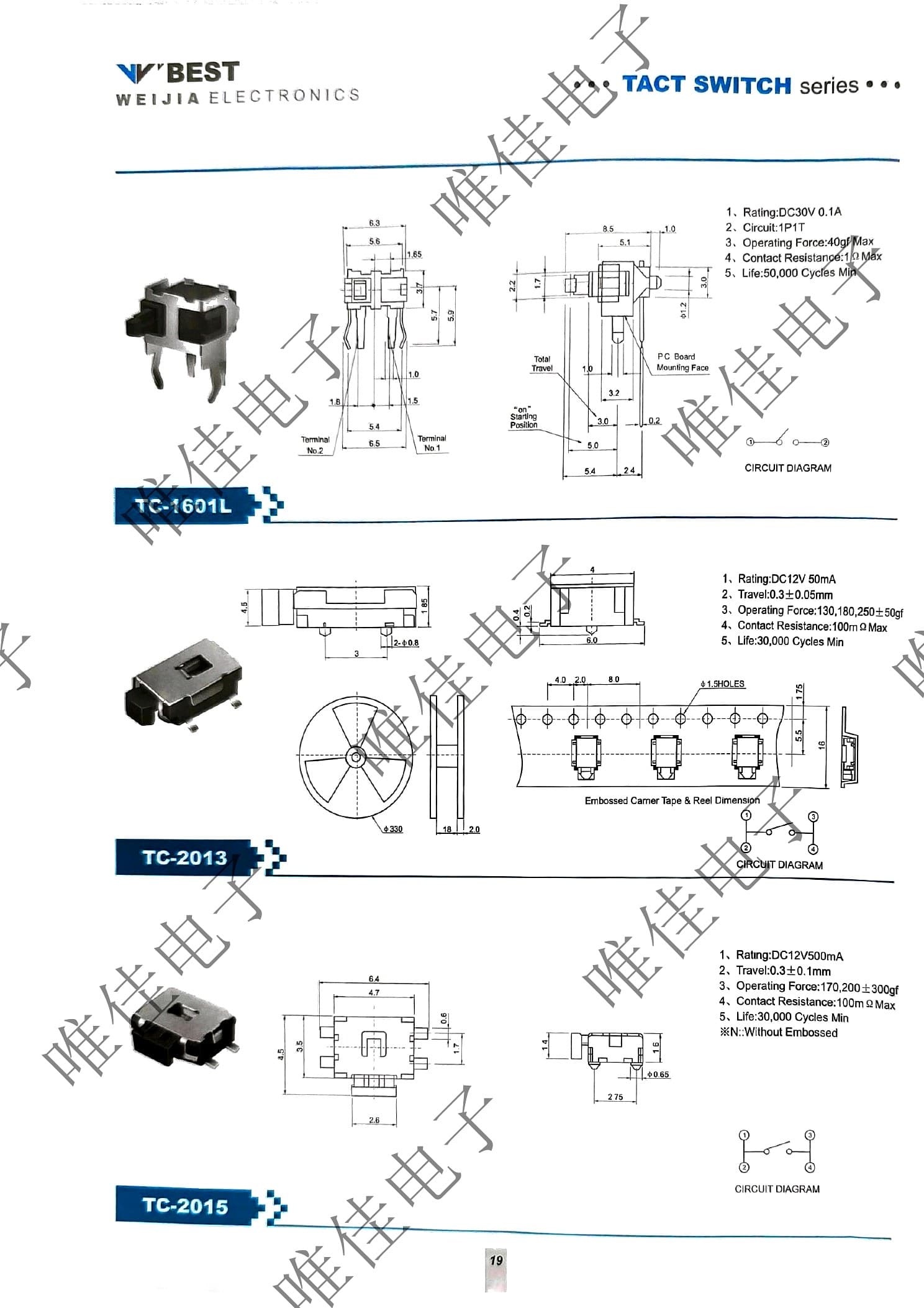 TACT SWITCH SERIES catalog page 27