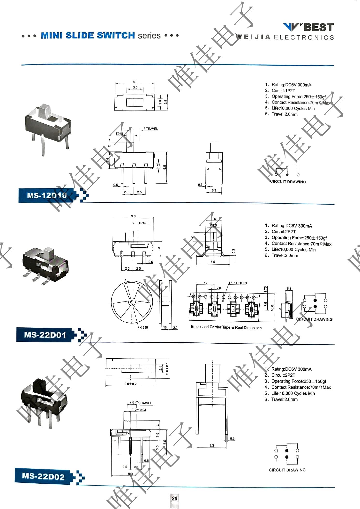 MINI SLIDE SWITCH SERIES catalog page 28