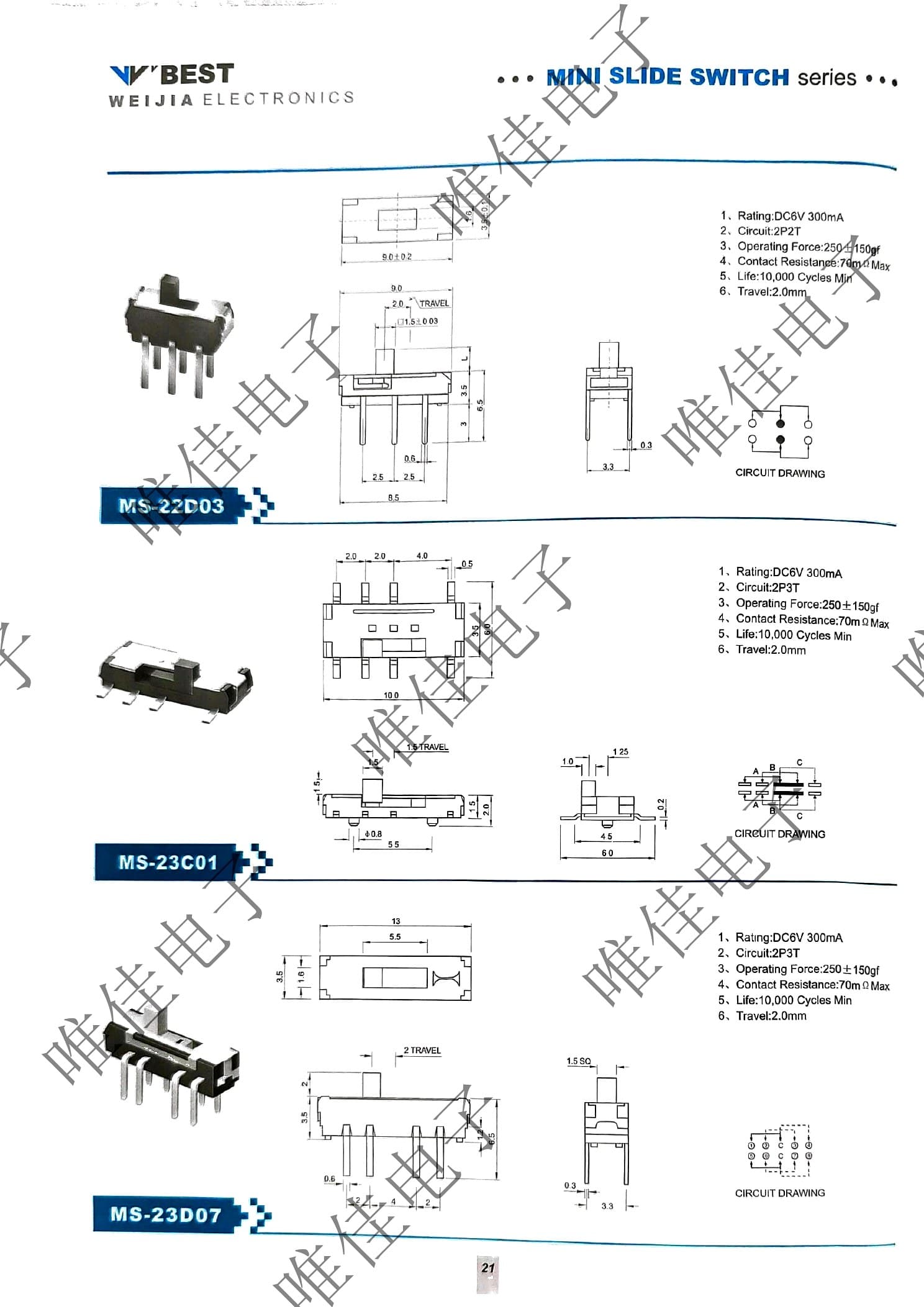 MINI SLIDE SWITCH SERIES catalog page 29