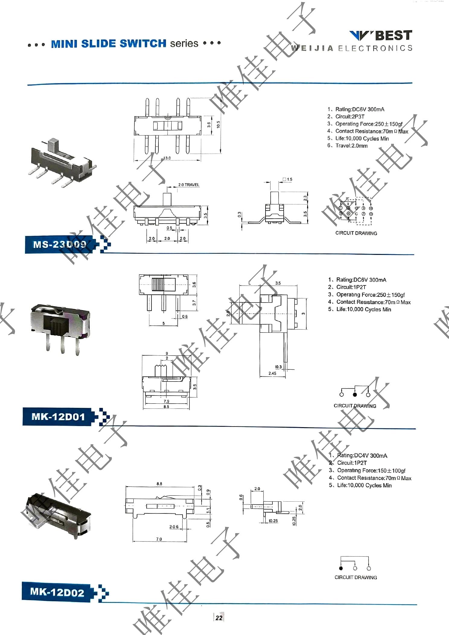 MINI SLIDE SWITCH SERIES catalog page 30
