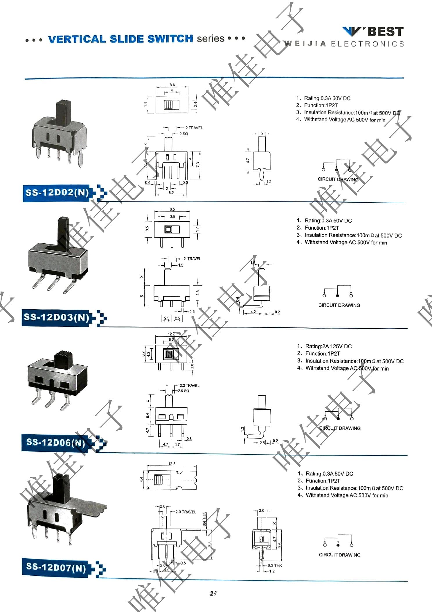 VERTICAL SLIDE SWITCH SERIES catalog page 34