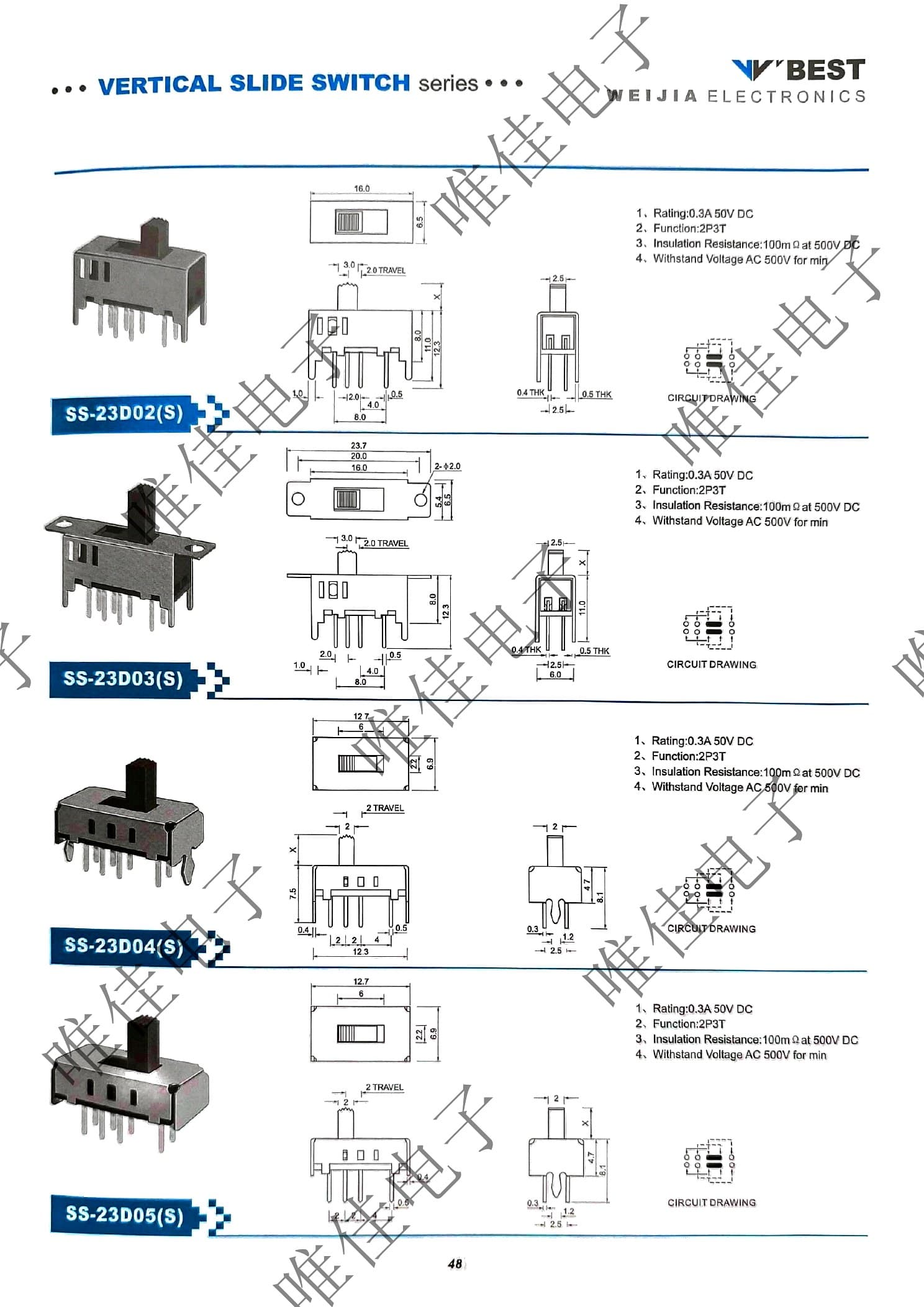 VERTICAL SLIDE SWITCH SERIES catalog page 56