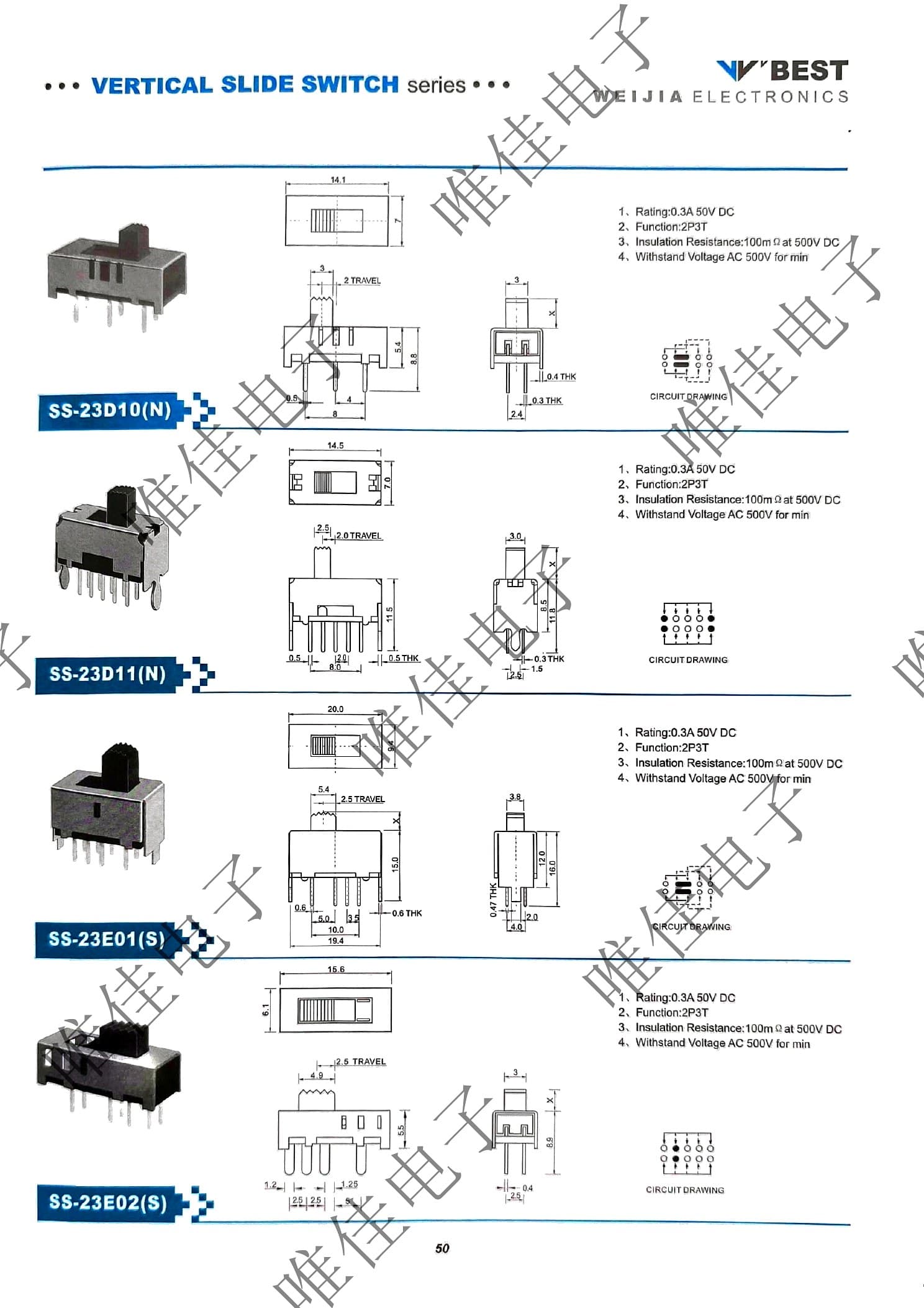VERTICAL SLIDE SWITCH SERIES catalog page 58