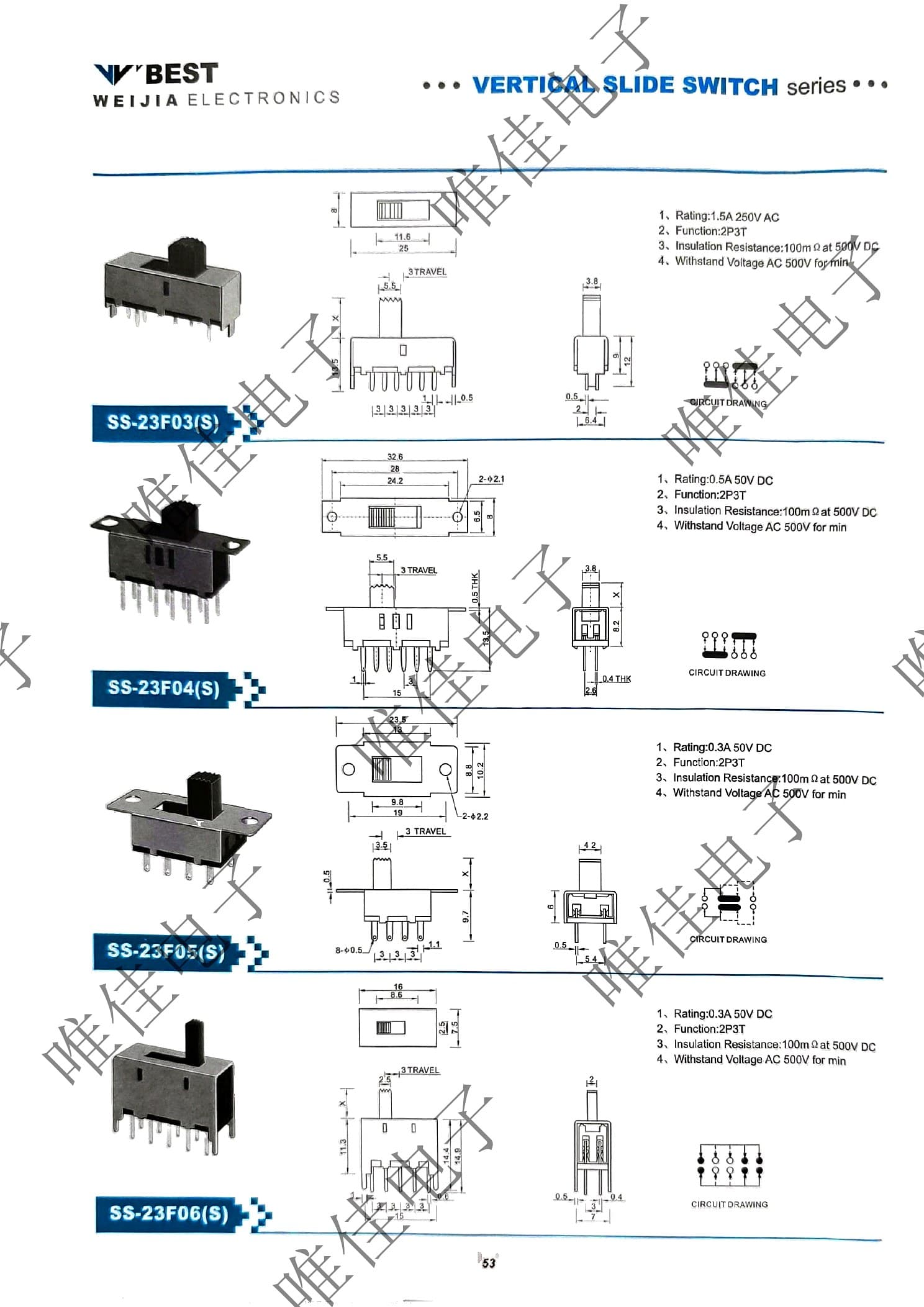 VERTICAL SLIDE SWITCH SERIES catalog page 61