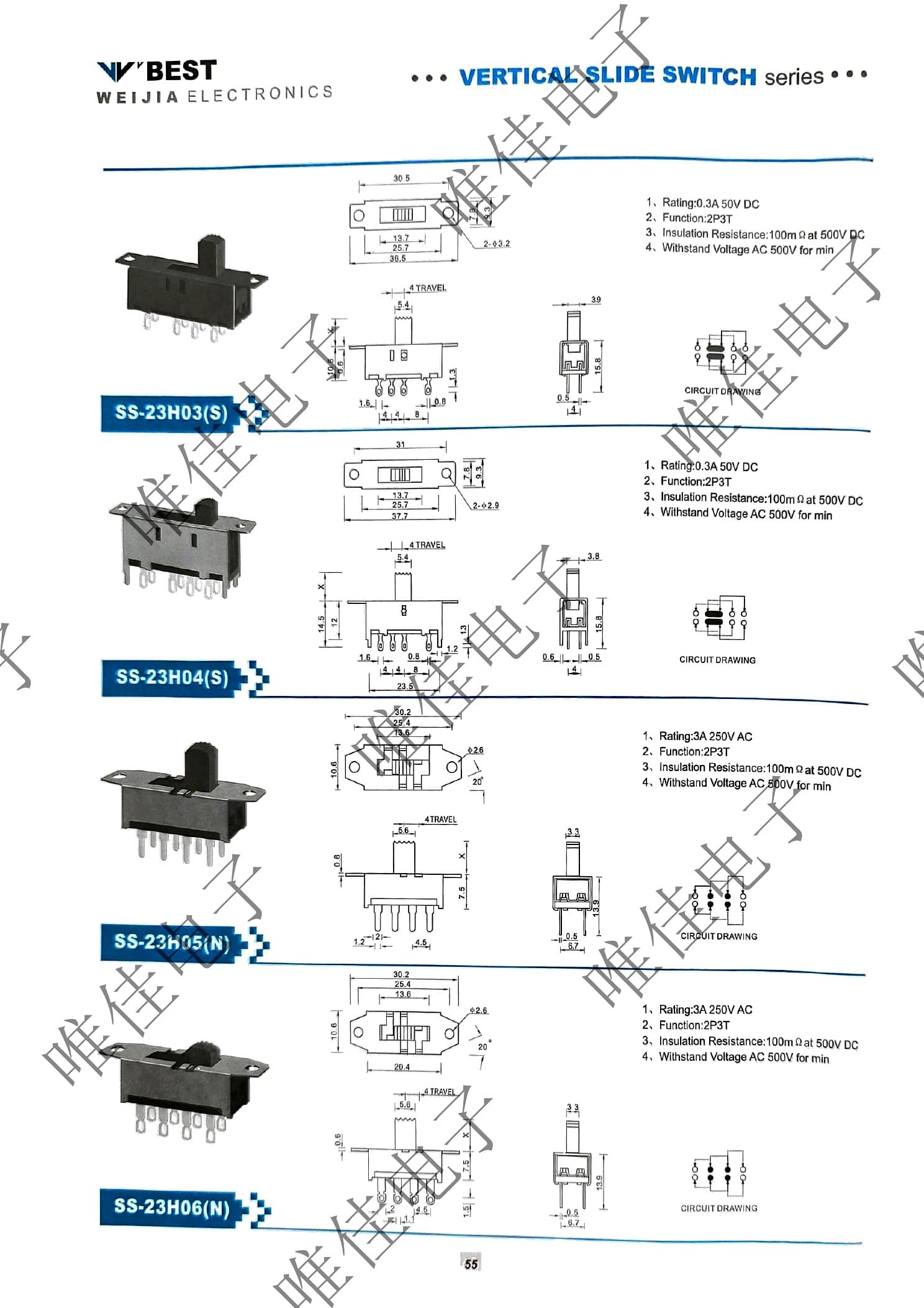 VERTICAL SLIDE SWITCH SERIES catalog page 63