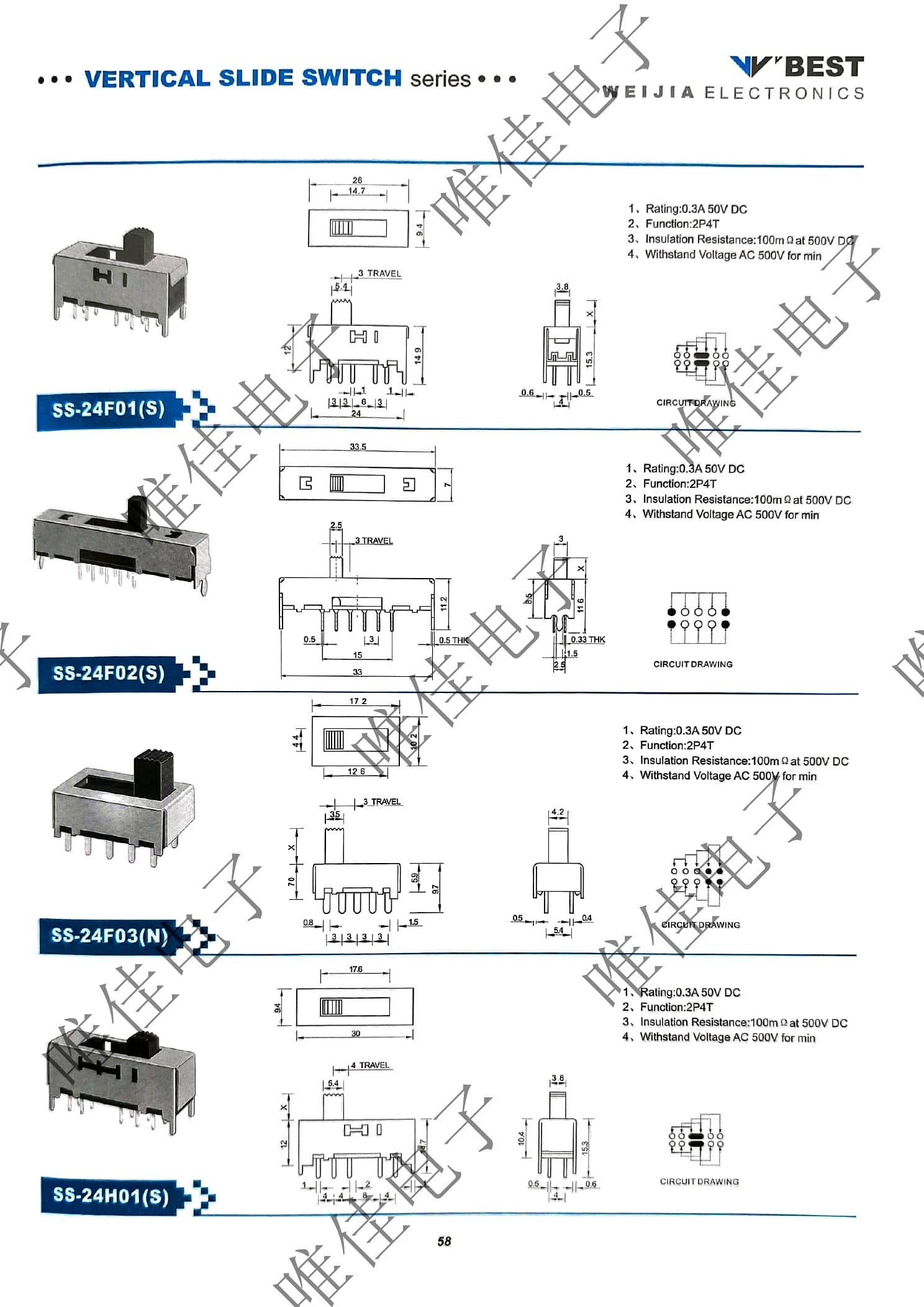 VERTICAL SLIDE SWITCH SERIES catalog page 66