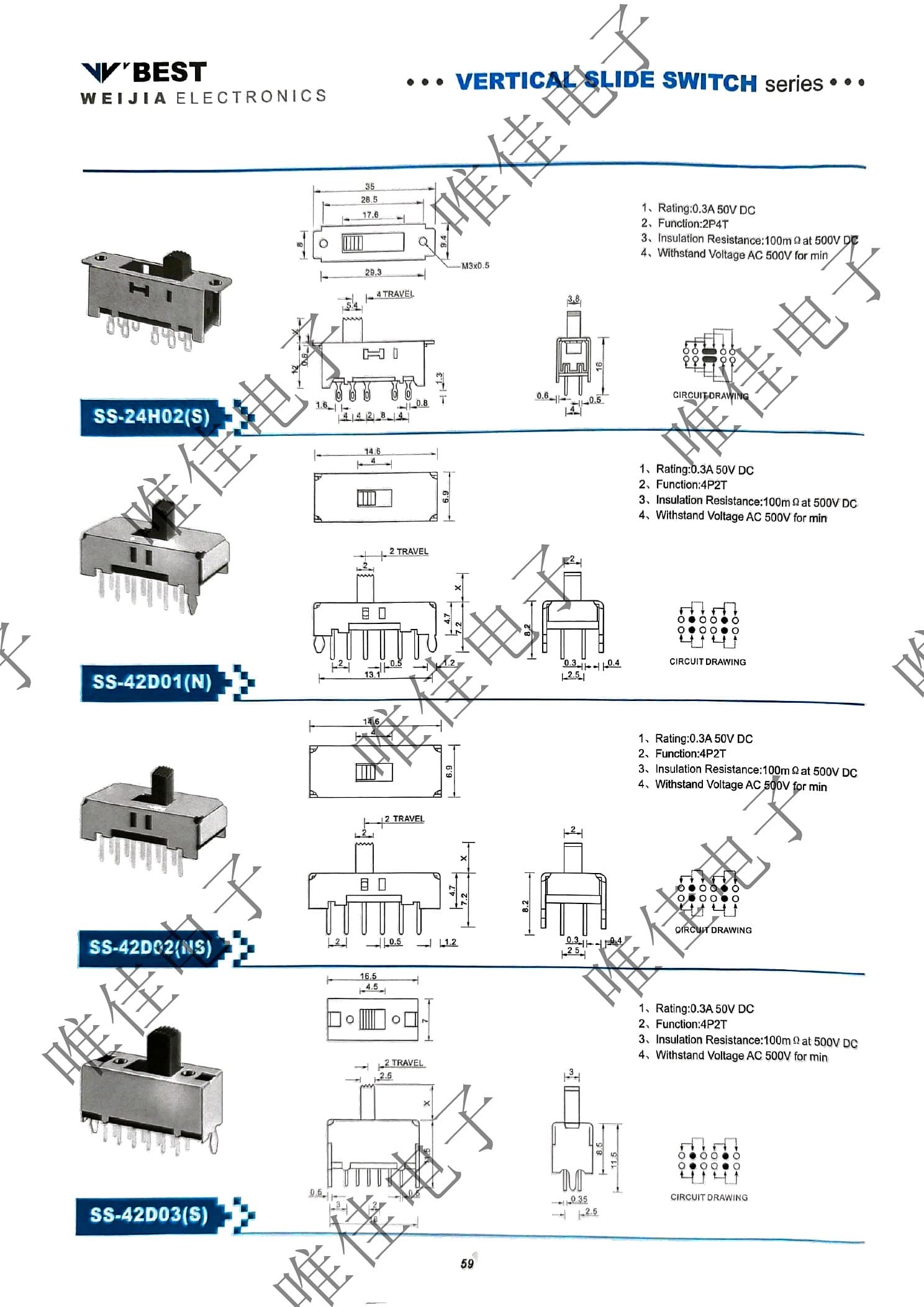 VERTICAL SLIDE SWITCH SERIES catalog page 67
