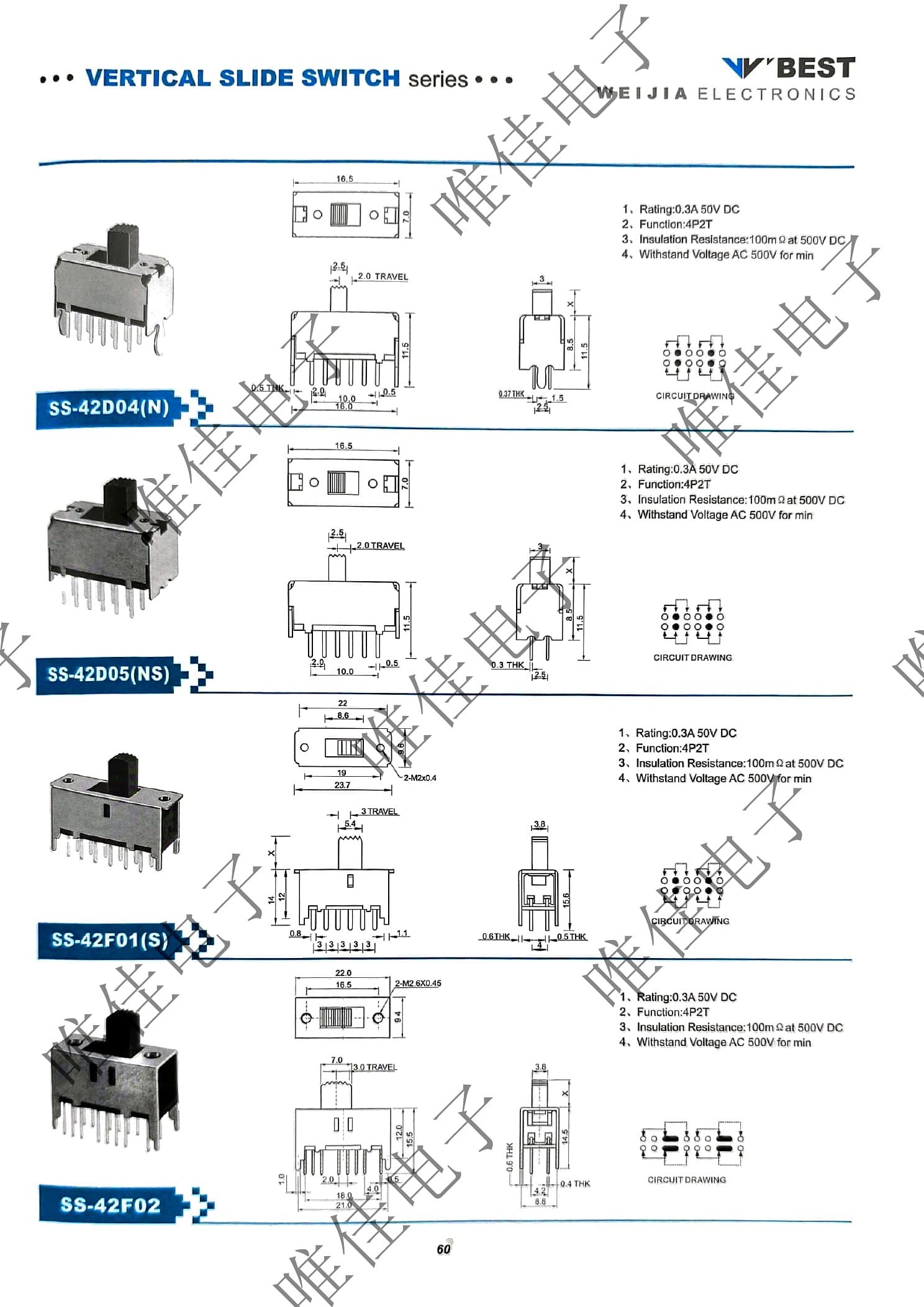 VERTICAL SLIDE SWITCH SERIES catalog page 68