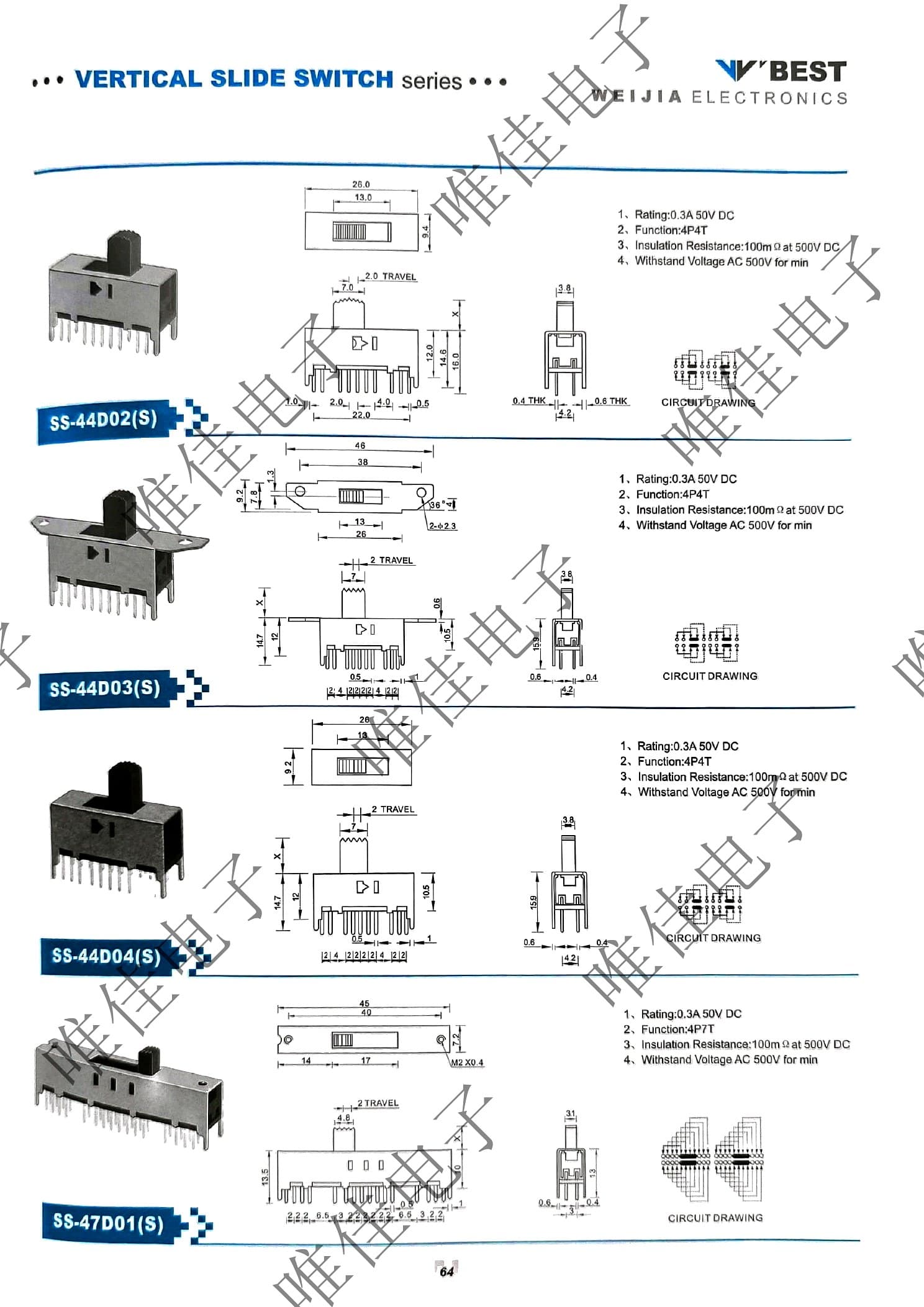 VERTICAL SLIDE SWITCH SERIES catalog page 72