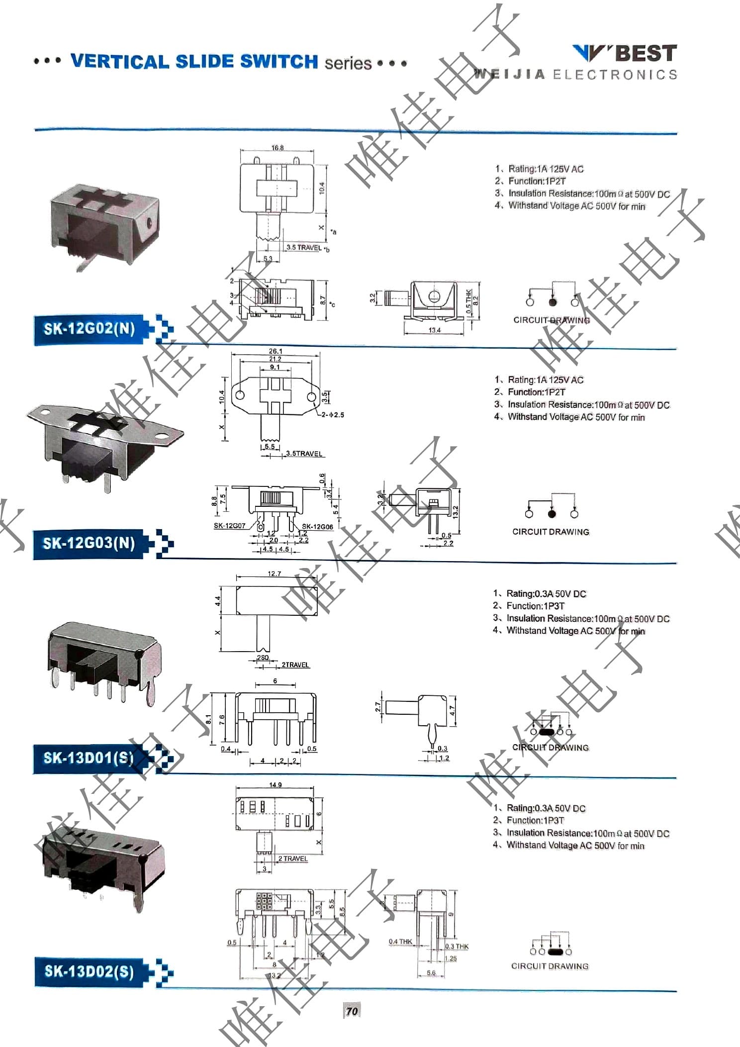 VERTICAL SLIDE SWITCH SERIES catalog page 78