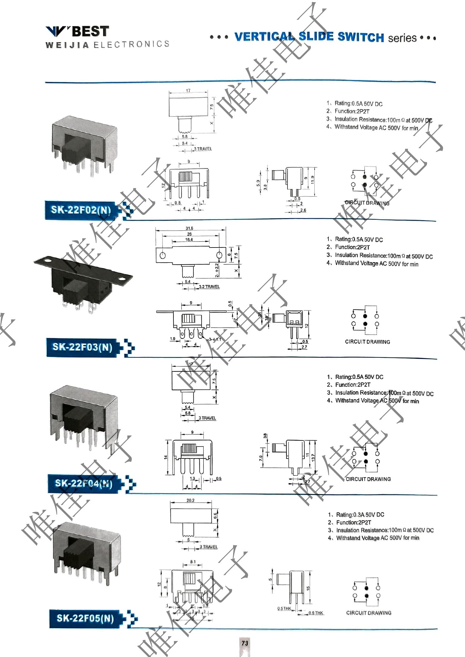 VERTICAL SLIDE SWITCH SERIES catalog page 81