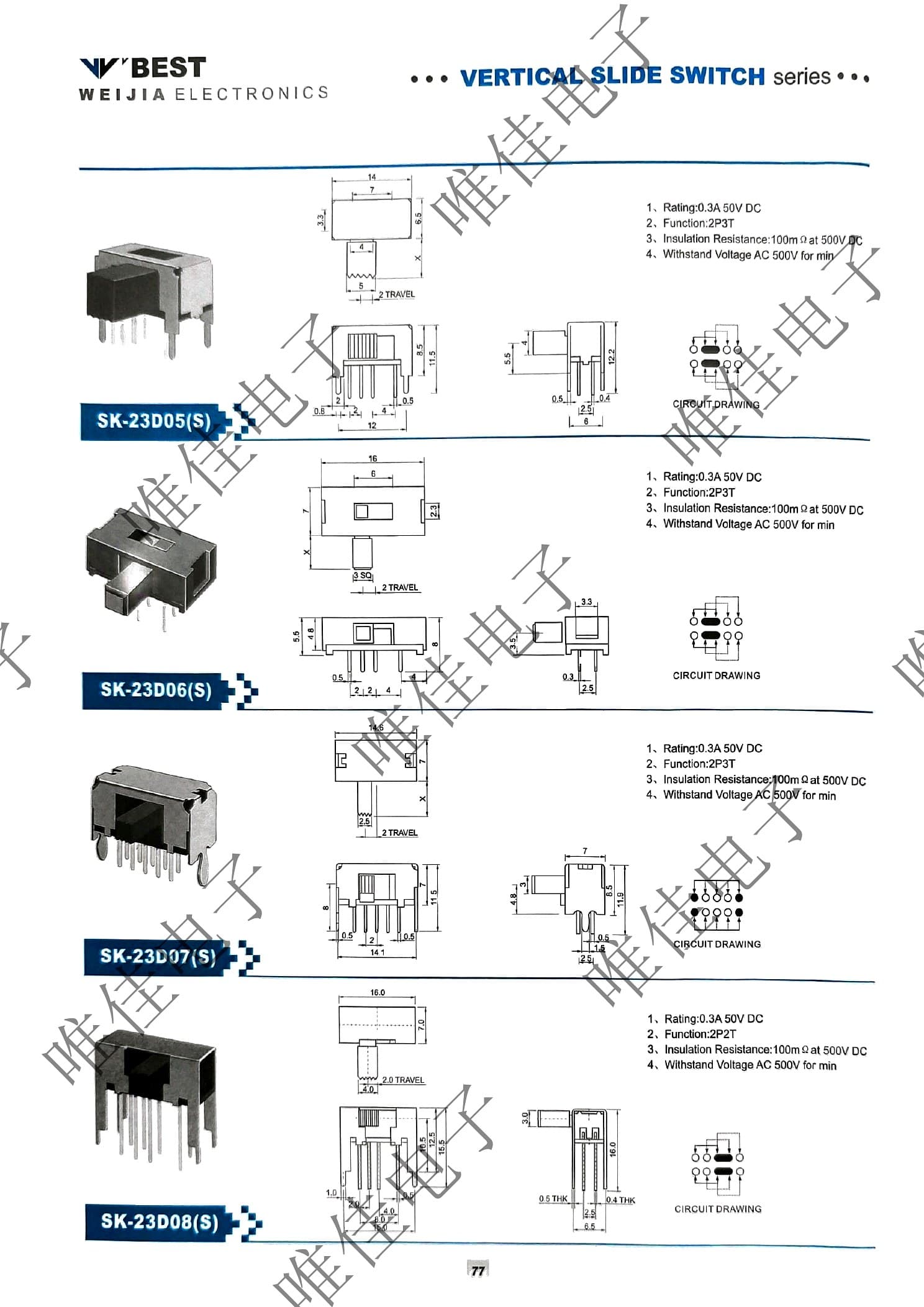 VERTICAL SLIDE SWITCH SERIES catalog page 85