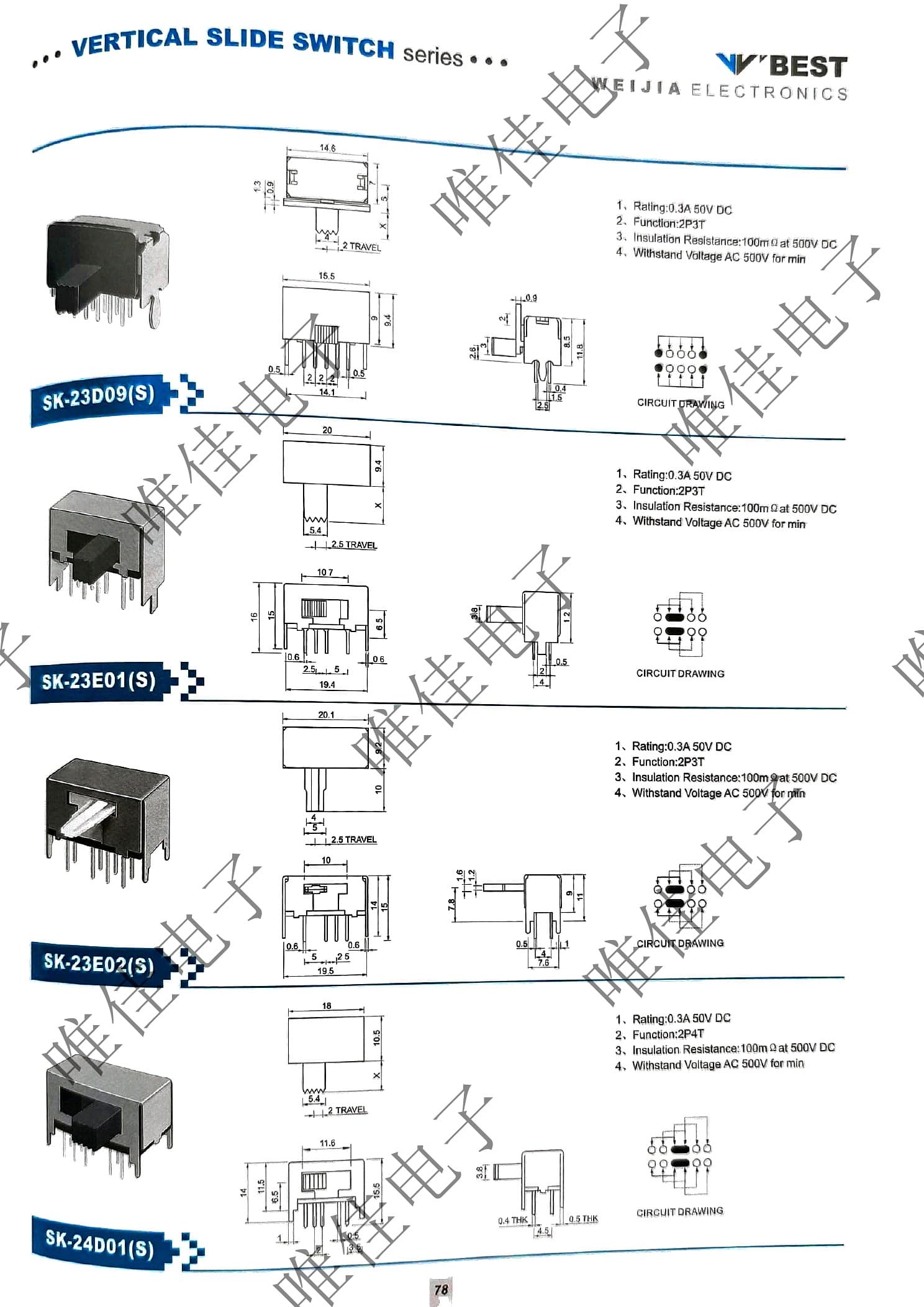 VERTICAL SLIDE SWITCH SERIES catalog page 86