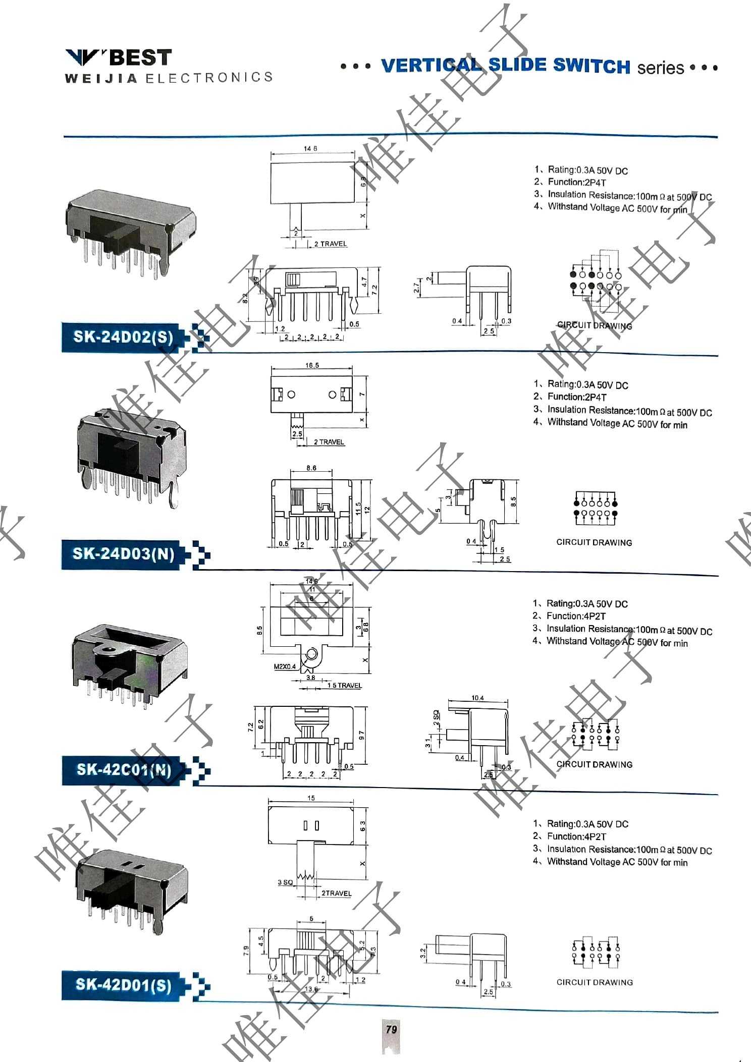 VERTICAL SLIDE SWITCH SERIES catalog page 87