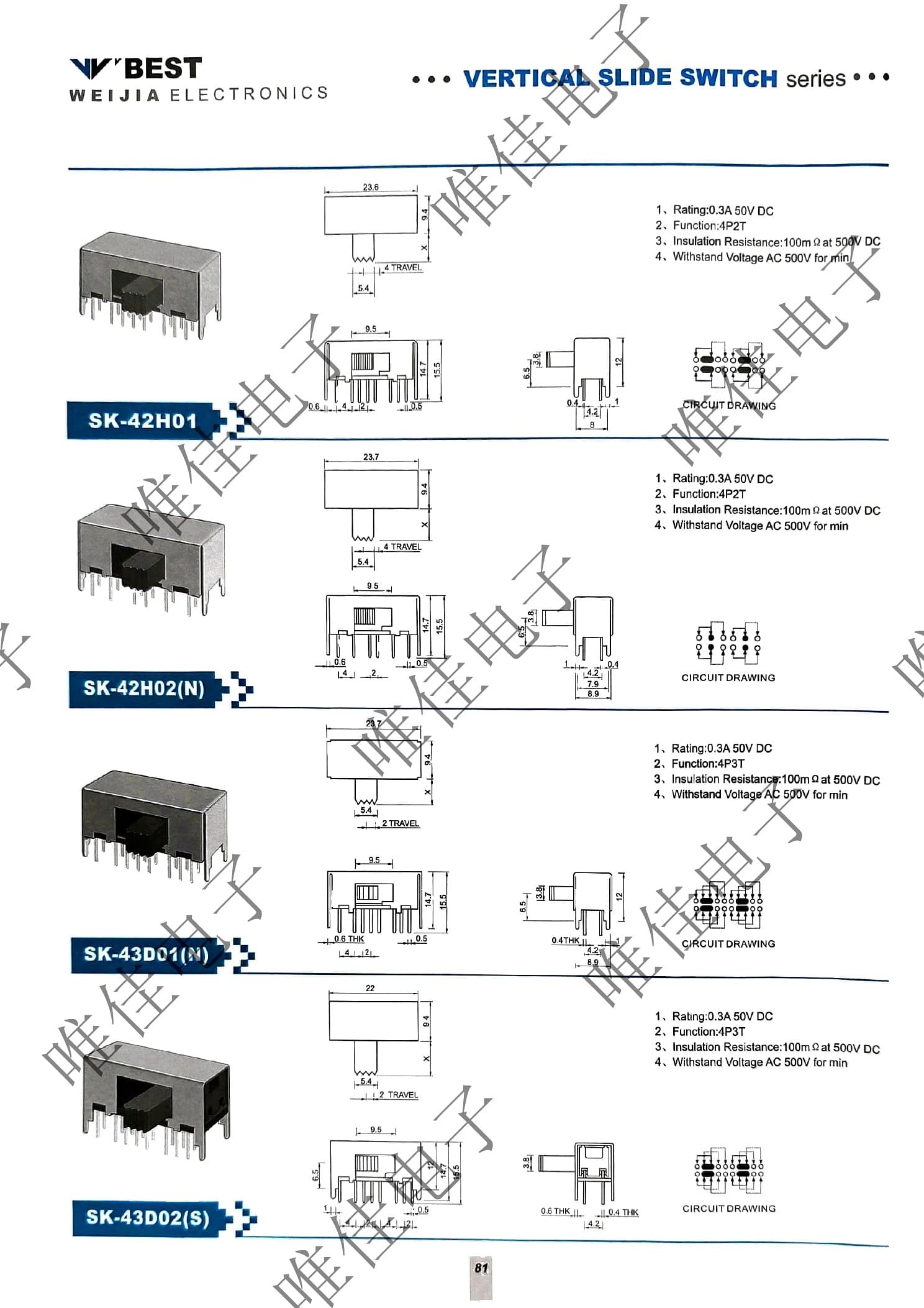 VERTICAL SLIDE SWITCH SERIES catalog page 89