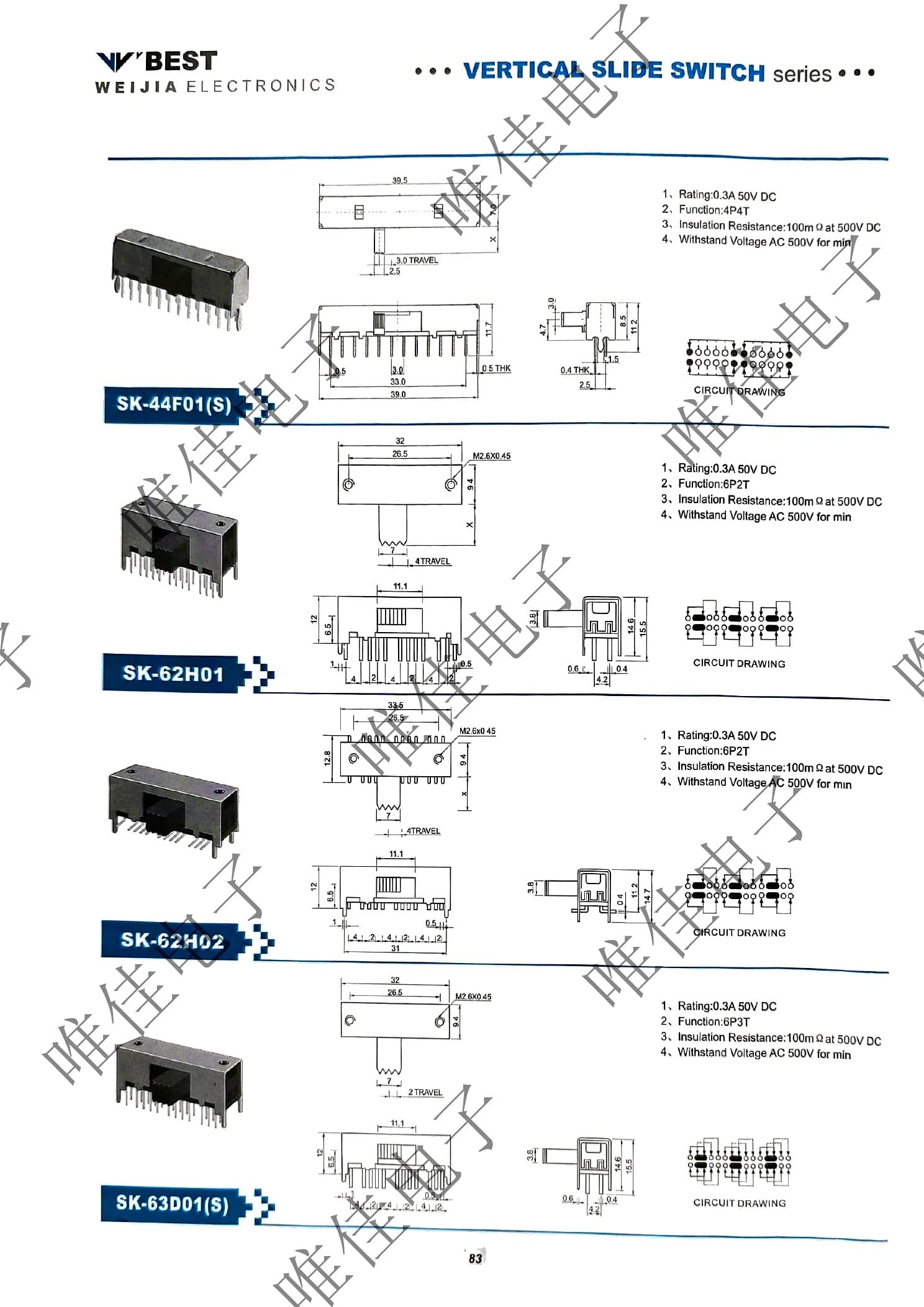 VERTICAL SLIDE SWITCH SERIES catalog page 91