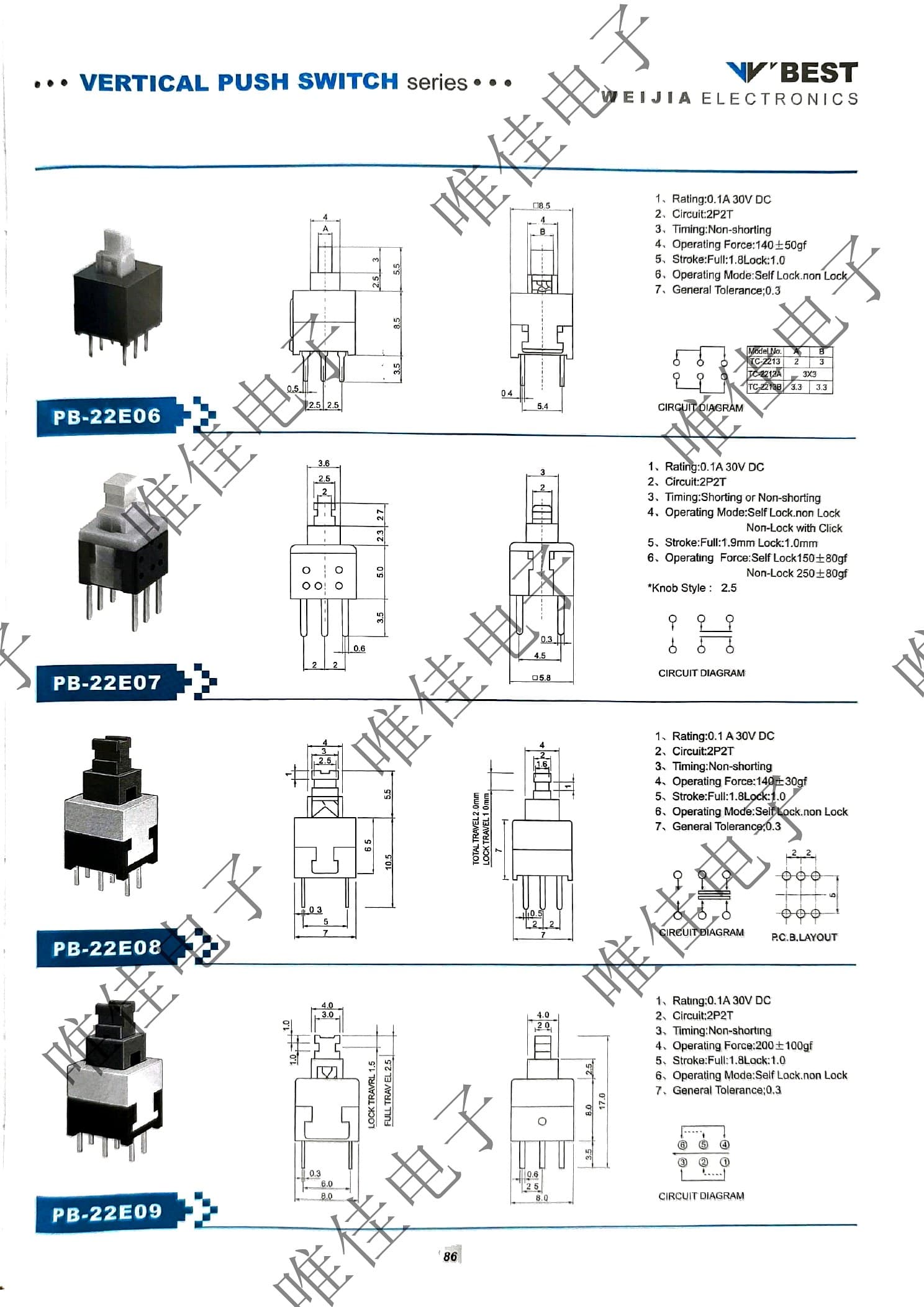 VERTICAL PUSH SWITCH SERIES catalog page 94