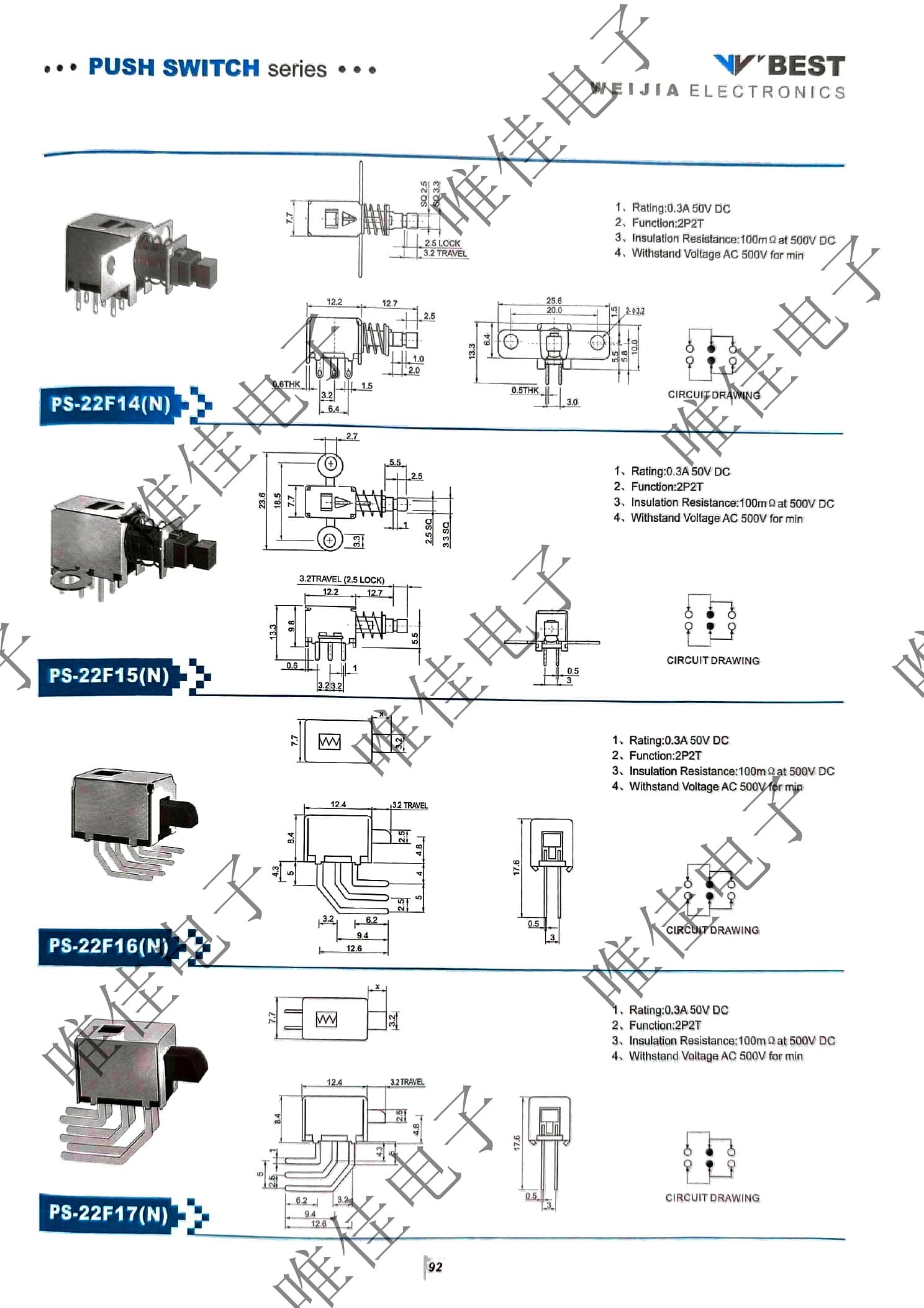 PUSH SWITCH SERIES catalog page 100